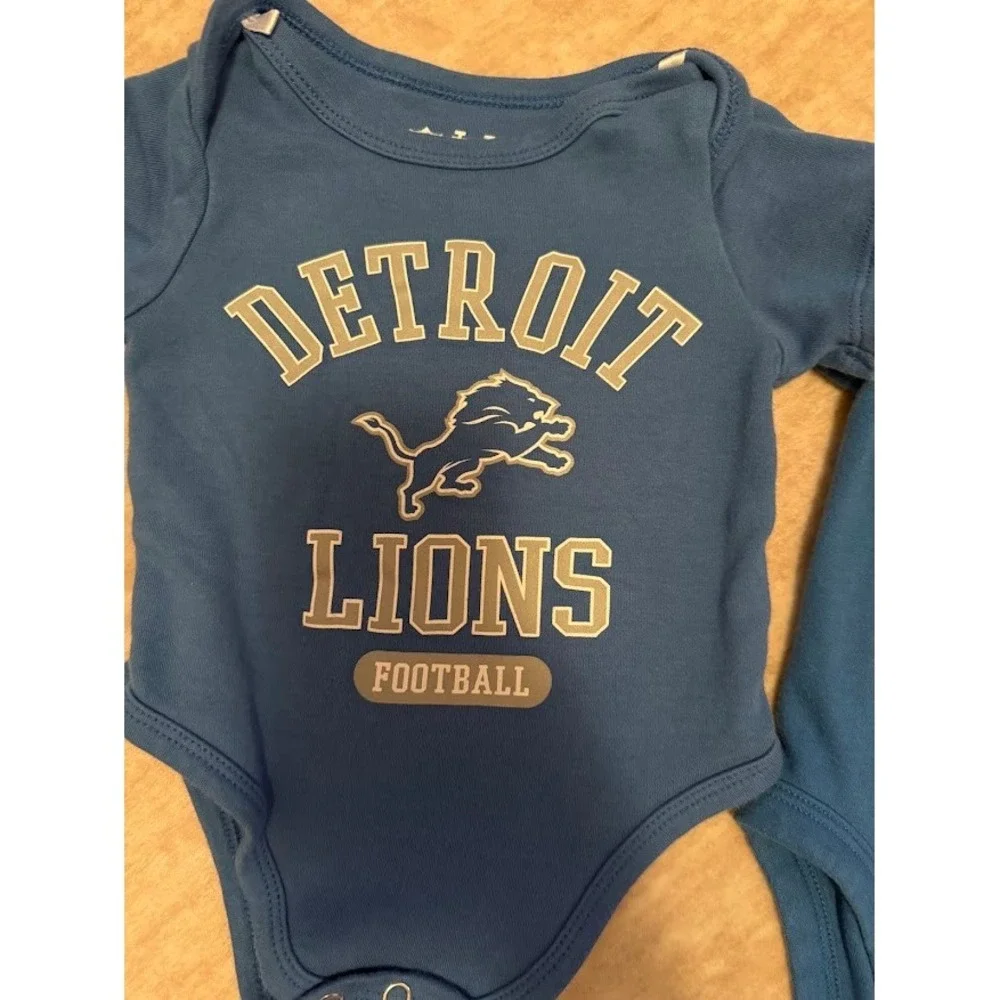 Detroit Lions NFL Infant Bodysuits Set‎ of 2 Blue 0-3 Months Ultra Game Gerber